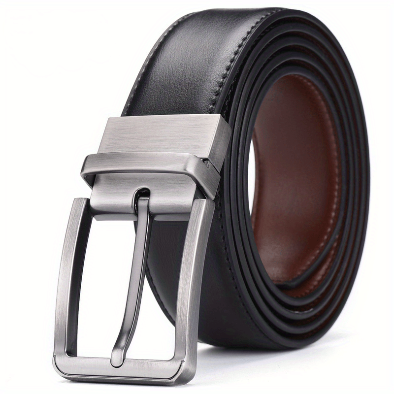 Men's Leather Belt Pin Buckle Casual Double-sided Black/Brown