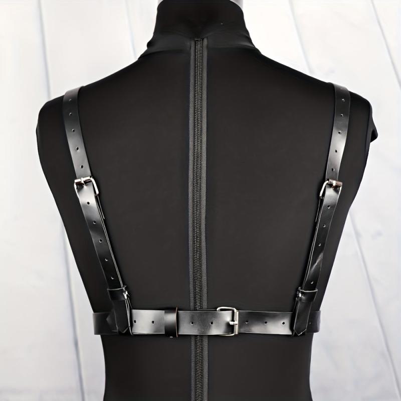 Adjustable Punk Waist Belt Harness Gothic Hollow PU Leather Body Chest