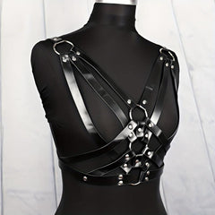 Adjustable Punk Waist Belt Harness Gothic Hollow PU Leather Body Chest
