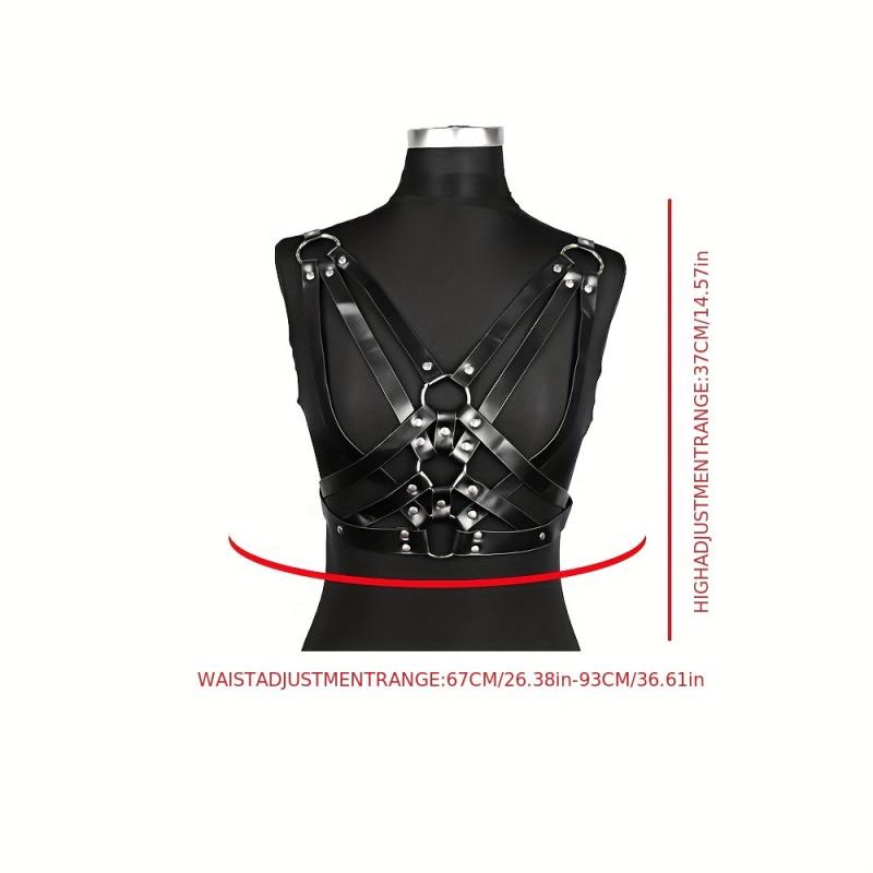 Adjustable Punk Waist Belt Harness Gothic Hollow PU Leather Body Chest