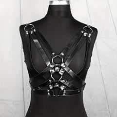 Adjustable Punk Waist Belt Harness Gothic Hollow PU Leather Body Chest