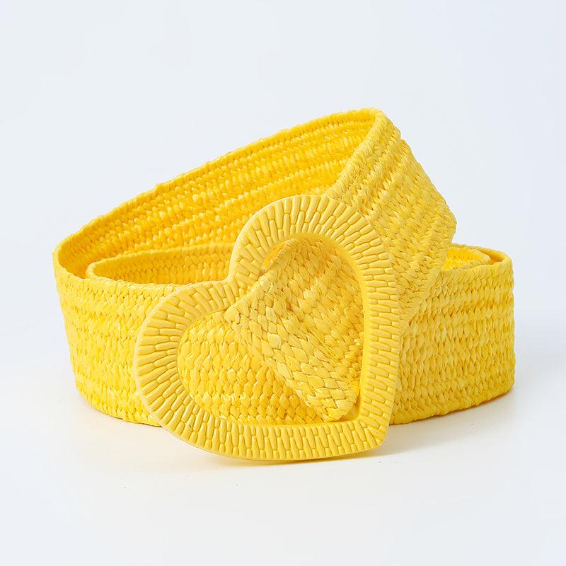 Candy Straw Braided Heart Buckle Belt Elastic Waistband
