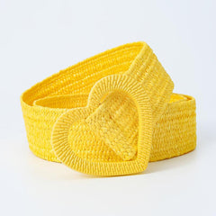 Candy Straw Braided Heart Buckle Belt Elastic Waistband