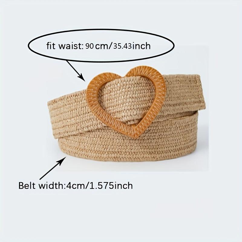 Candy Straw Braided Heart Buckle Belt Elastic Waistband