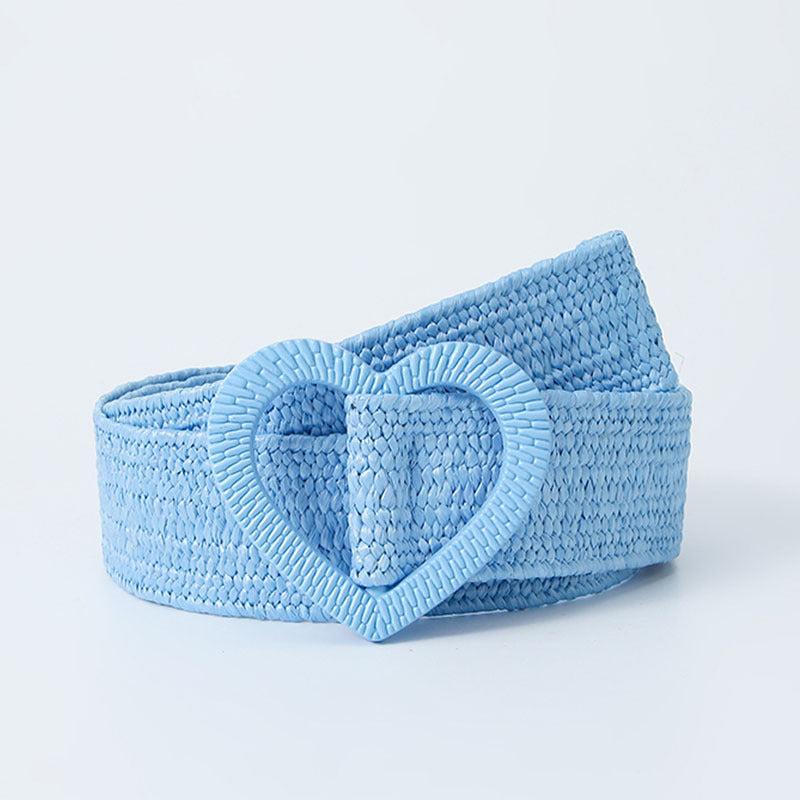 Candy Straw Braided Heart Buckle Belt Elastic Waistband