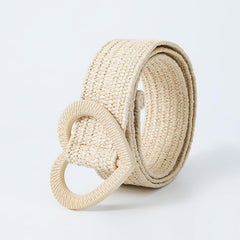 Candy Straw Braided Heart Buckle Belt Elastic Waistband