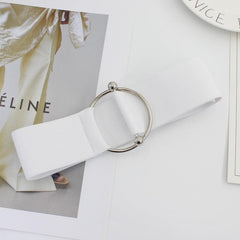 Women's Elastic Waist Belt with Round Buckle for Coat Sweater Dress