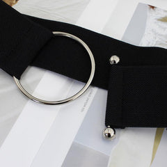 Women's Elastic Waist Belt with Round Buckle for Coat Sweater Dress