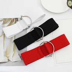 Women's Elastic Waist Belt with Round Buckle for Coat Sweater Dress