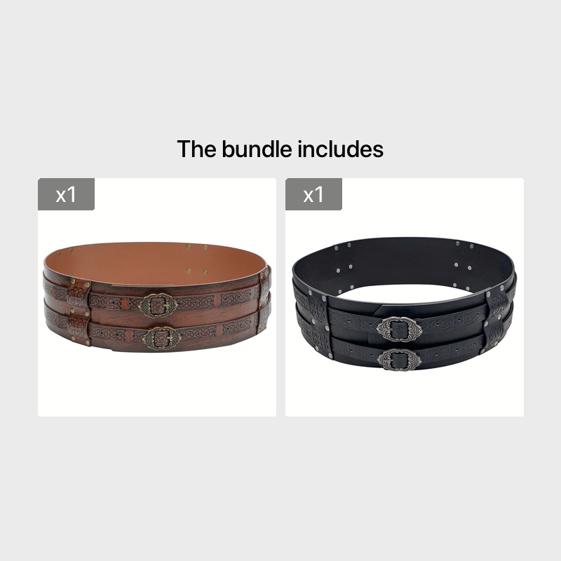 Nordic Viking Style Wide Leather Belt Medieval Girdle