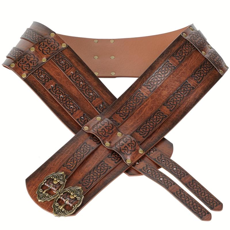 Nordic Viking Style Wide Leather Belt Medieval Girdle