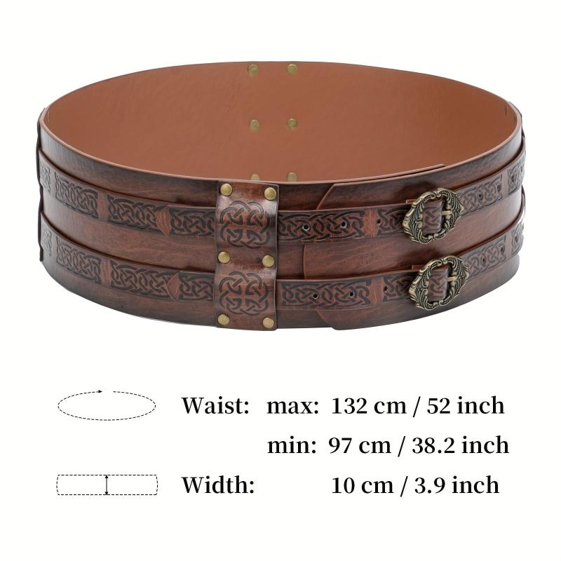 Nordic Viking Style Wide Leather Belt Medieval Girdle