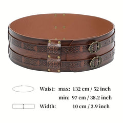 Nordic Viking Style Wide Leather Belt Medieval Girdle