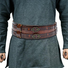 Nordic Viking Style Wide Leather Belt Medieval Girdle