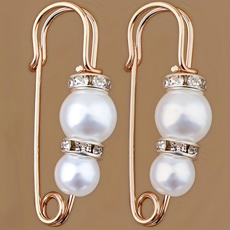 2pcs Faux Pearl Pants Waist Pin Trousers Waist Circumference Fixed Brooch