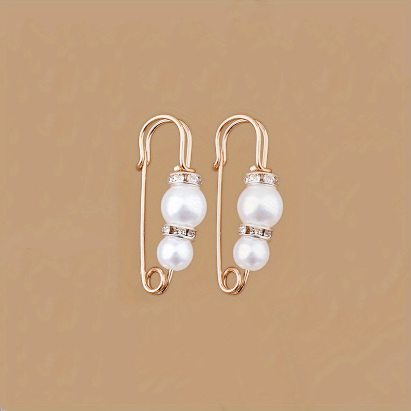 2pcs Faux Pearl Pants Waist Pin Trousers Waist Circumference Fixed Brooch