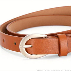 Pin Buckle PU Belt Casual Jeans Pants Thin Girdle Women
