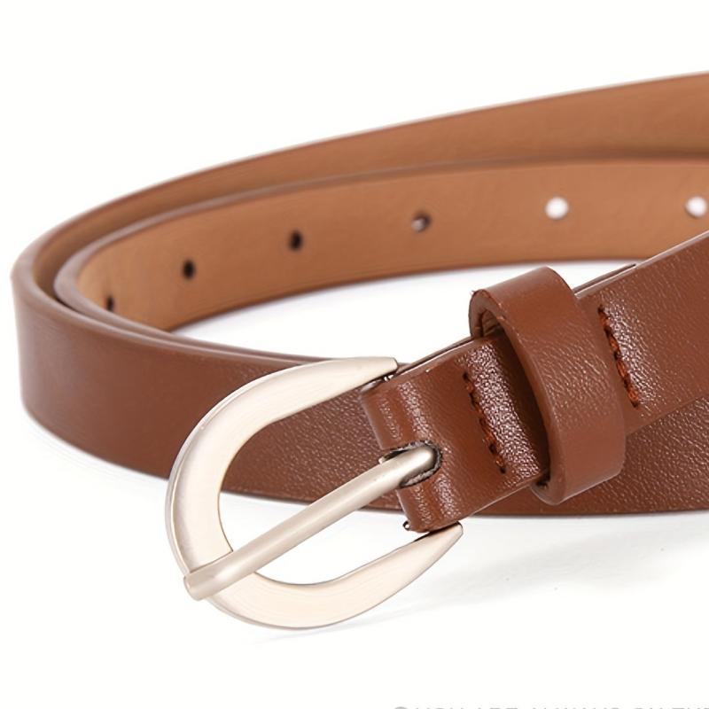 Pin Buckle PU Belt Casual Jeans Pants Thin Girdle Women