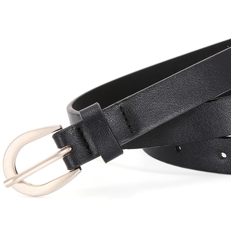 Pin Buckle PU Belt Casual Jeans Pants Thin Girdle Women