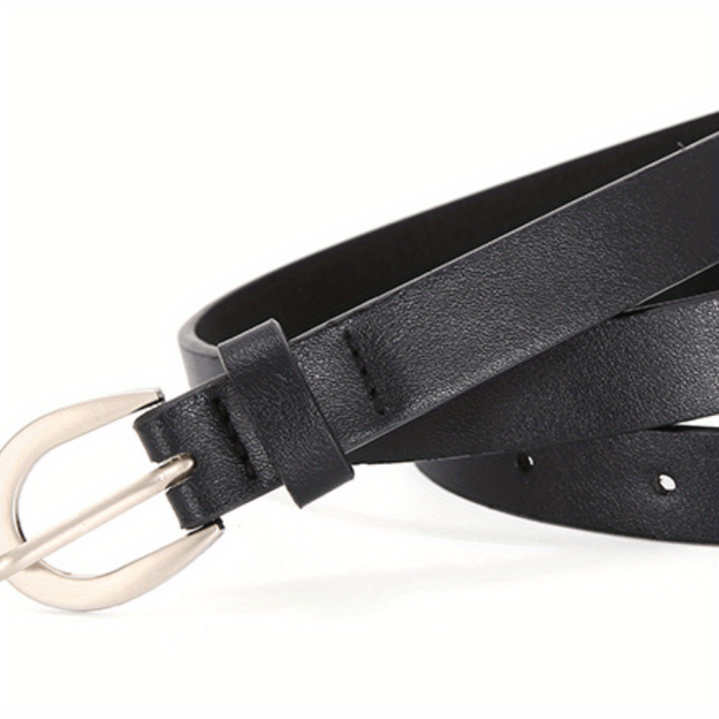 Pin Buckle PU Belt Casual Jeans Pants Thin Girdle Women