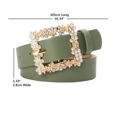 Women Rhinestone Pin Buckle Dress Belt