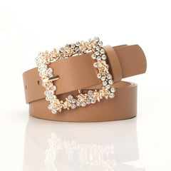 Women Rhinestone Pin Buckle Dress Belt