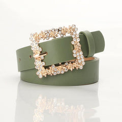 Women Rhinestone Pin Buckle Dress Belt