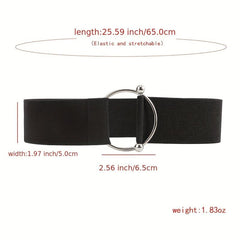 Round Buckle Elastic Belt Wide Waistband for Women