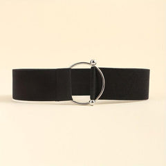 Round Buckle Elastic Belt Wide Waistband for Women