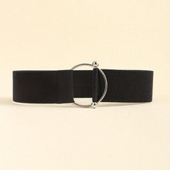 Round Buckle Elastic Belt Wide Waistband for Women
