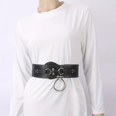 Punk Wide Belt Rivet Decor PU Leather Waistband For Women
