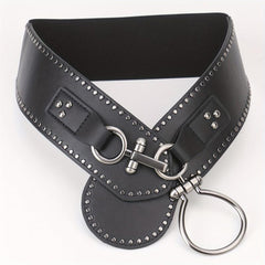 Punk Wide Belt Rivet Decor PU Leather Waistband For Women