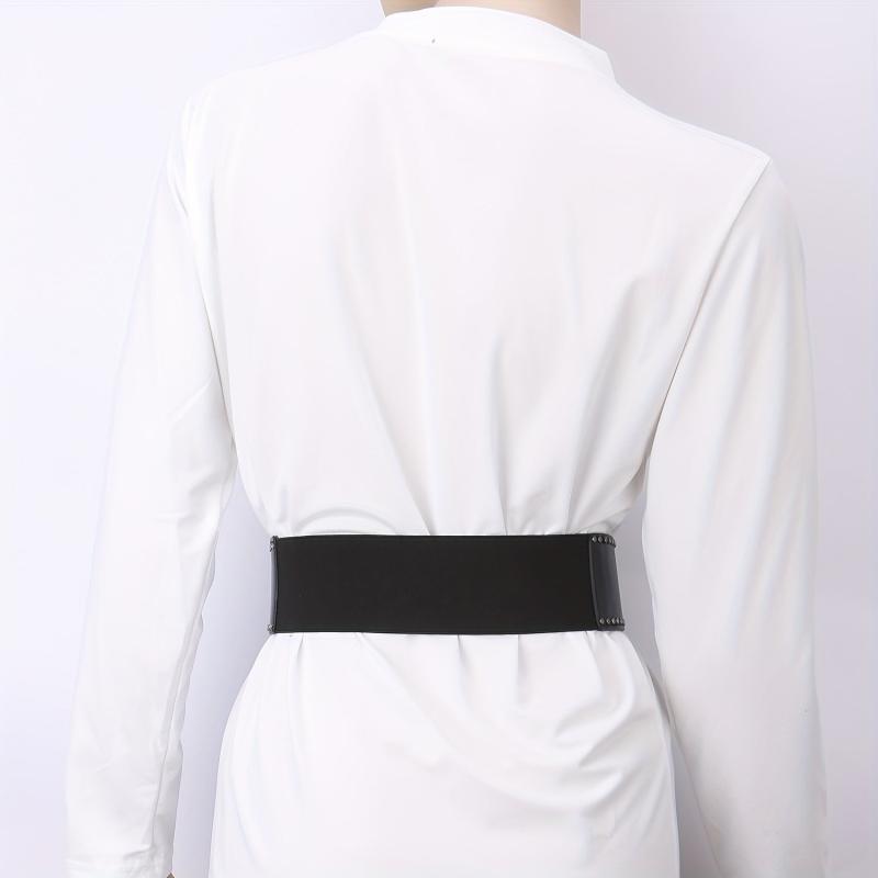 Punk Wide Belt Rivet Decor PU Leather Waistband For Women