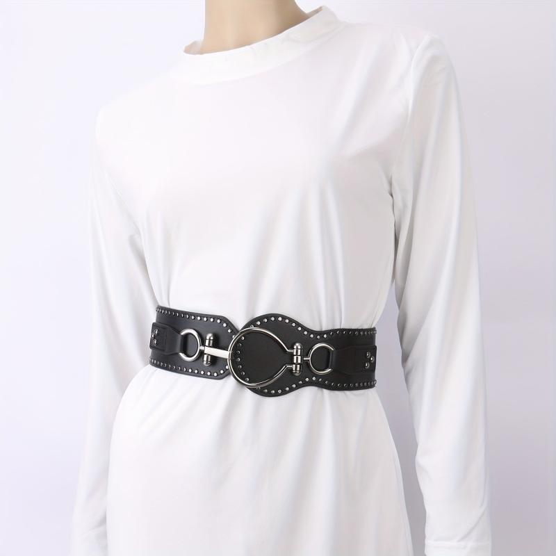 Punk Wide Belt Rivet Decor PU Leather Waistband For Women