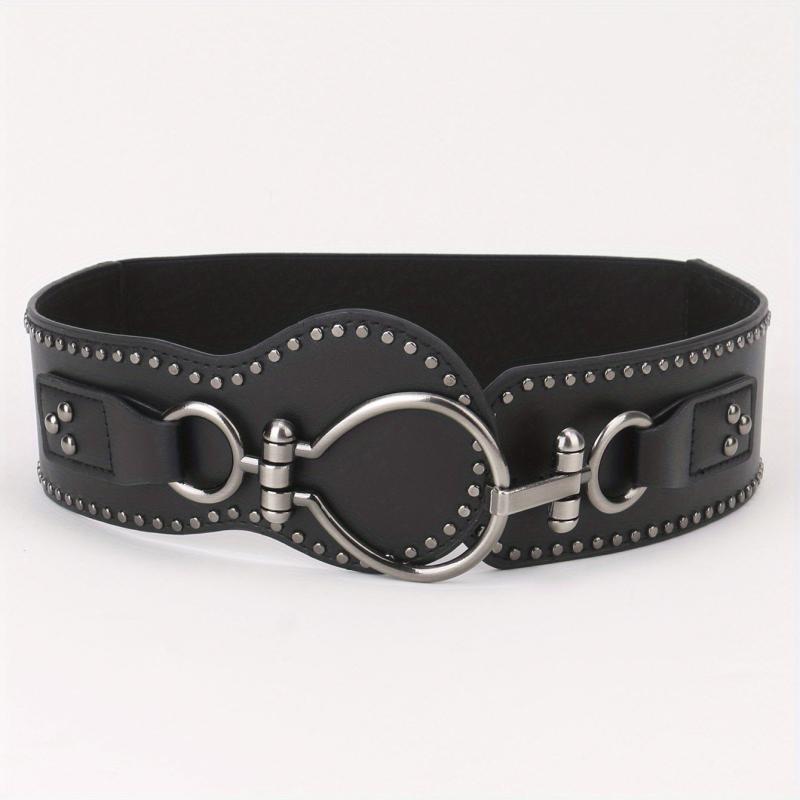 Punk Wide Belt Rivet Decor PU Leather Waistband For Women