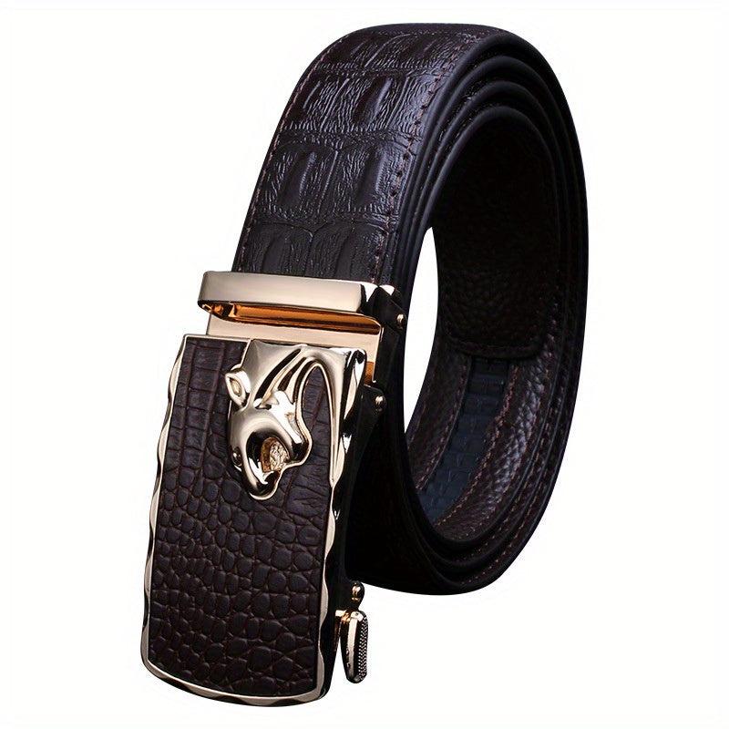 Crocodile Pattern Leather Belt for Business Pants