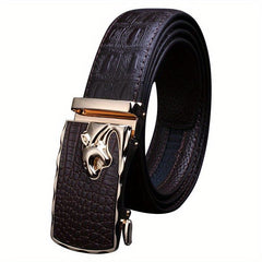 Crocodile Pattern Leather Belt for Business Pants