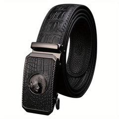 Crocodile Pattern Leather Belt for Business Pants