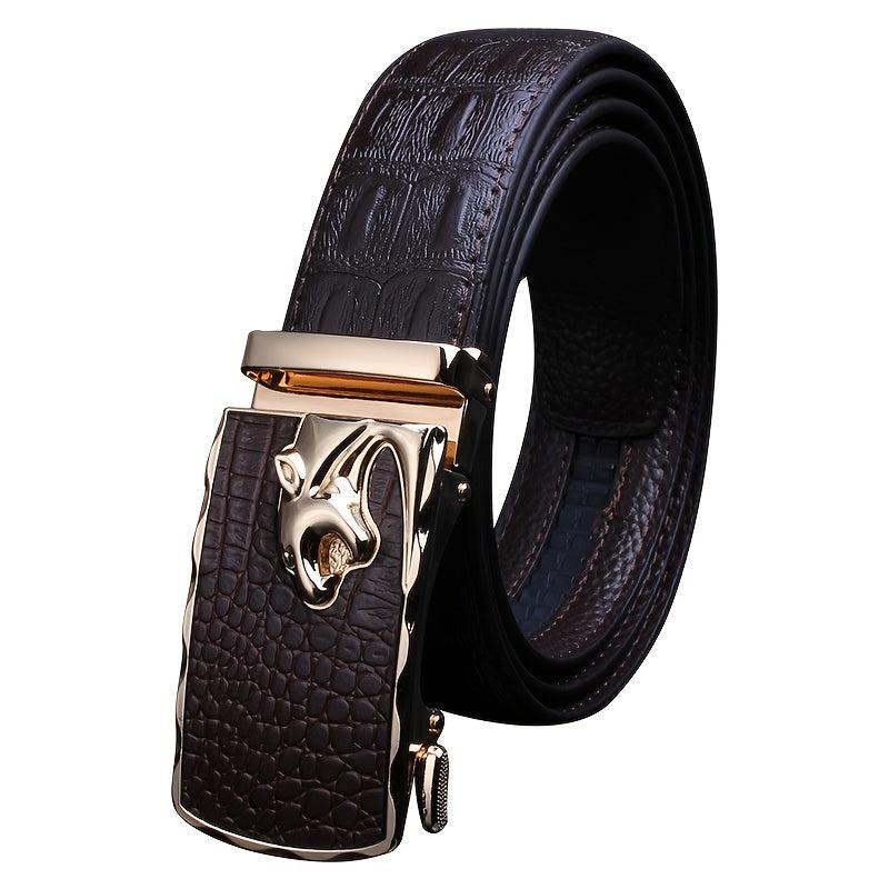 Crocodile Pattern Leather Belt for Business Pants