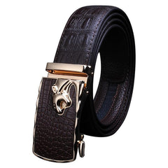 Crocodile Pattern Leather Belt for Business Pants