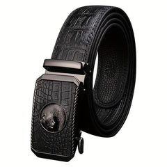 Crocodile Pattern Leather Belt for Business Pants