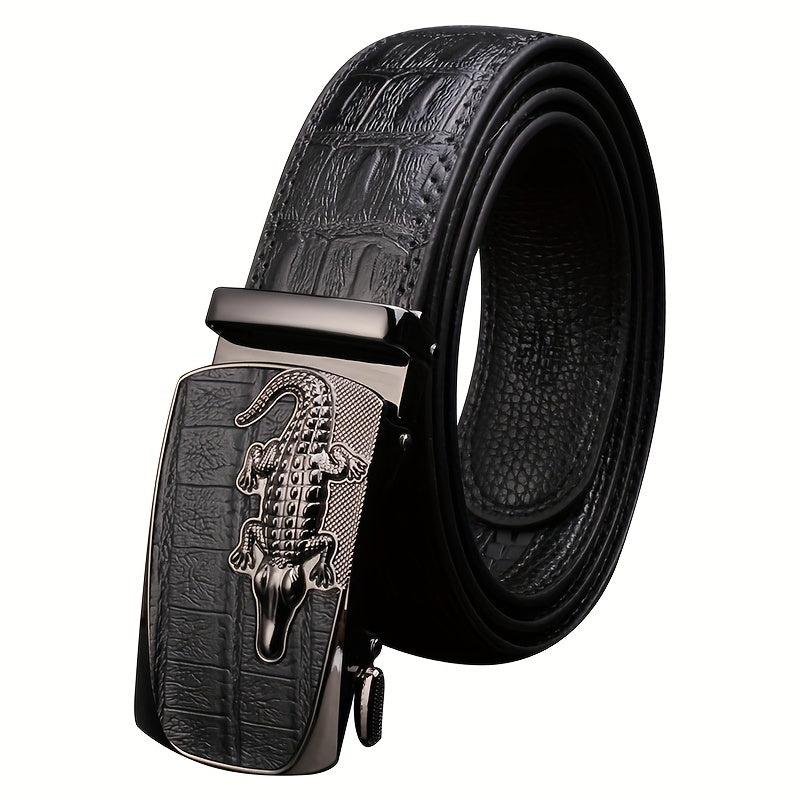 Crocodile Pattern Leather Belt for Business Pants