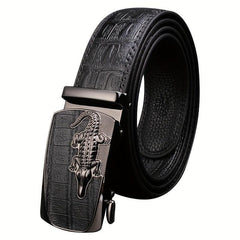 Crocodile Pattern Leather Belt for Business Pants