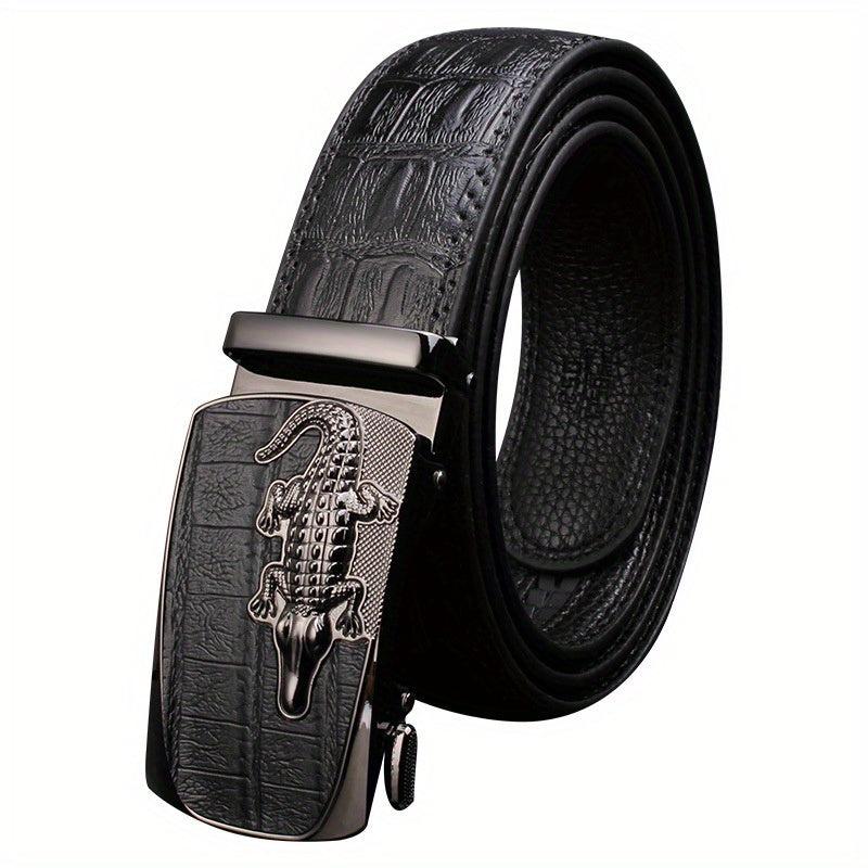 Crocodile Pattern Leather Belt for Business Pants