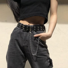 Thick Grommet Belt Punk Chain Belt Y2K Girl Belts For Jeans Pants