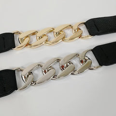Women's Chain Decor Belt Elastic Metal Belt