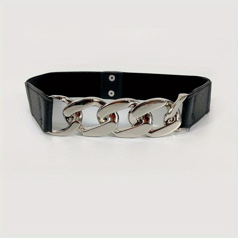 Women's Chain Decor Belt Elastic Metal Belt