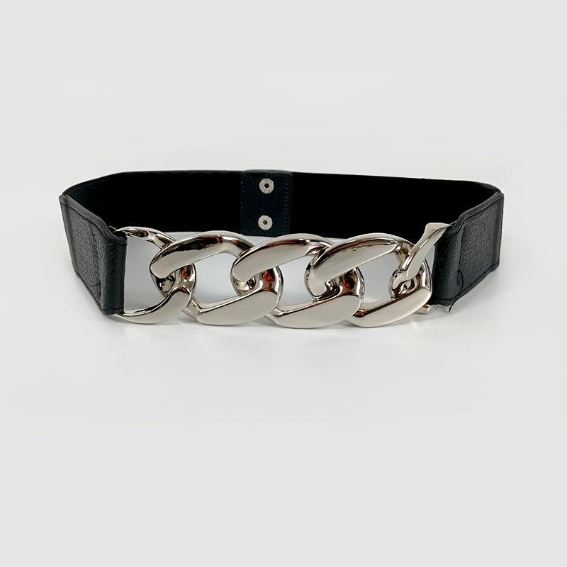 Women's Chain Decor Belt Elastic Metal Belt