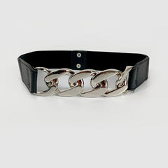 Women's Chain Decor Belt Elastic Metal Belt