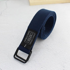 Solid Canvas Belt With Double Square Buckle